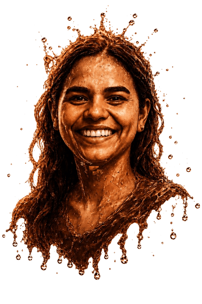 Pratyusha — liquid splash portrait